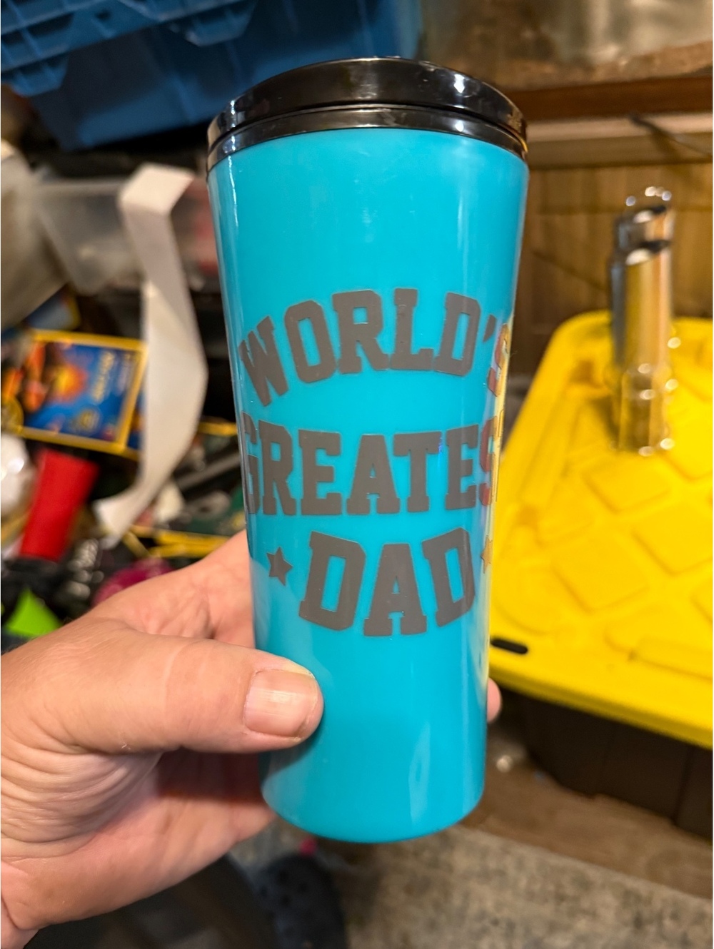 World's Greatest Dad Blue Travel Mug with Black Lid